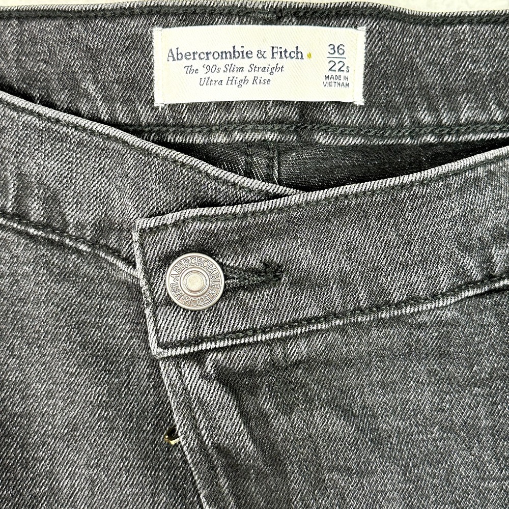 Abercrombie & Fitch The 90s Slim Straight‎ Ultra High Rise Jeans 36/22S Charcoal - Picture 4 of 10